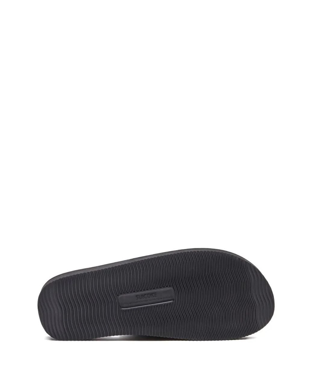 Suicoke Black Triple-Strap Patterned Sandals