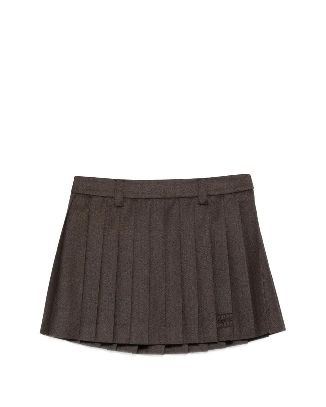 Miu Miu Brown Wool Mini Skirt