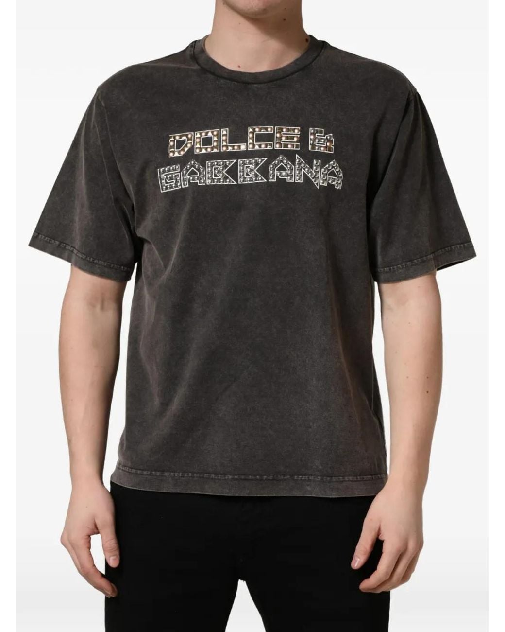 Dolce & Gabbana Black Logo-Embellished T-Shirt for men