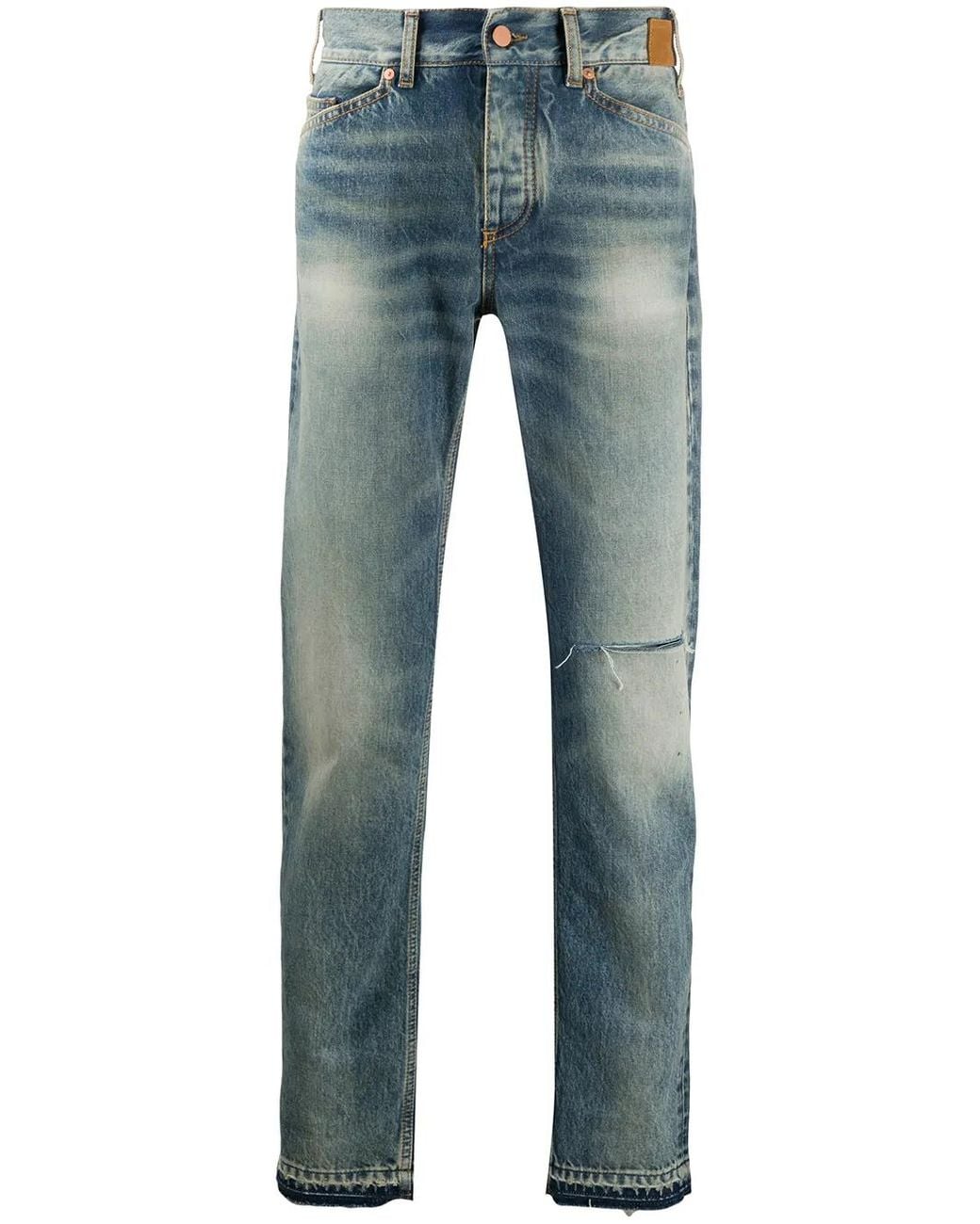 Palm Angels Blue Rip Detail Faded Jeans for men