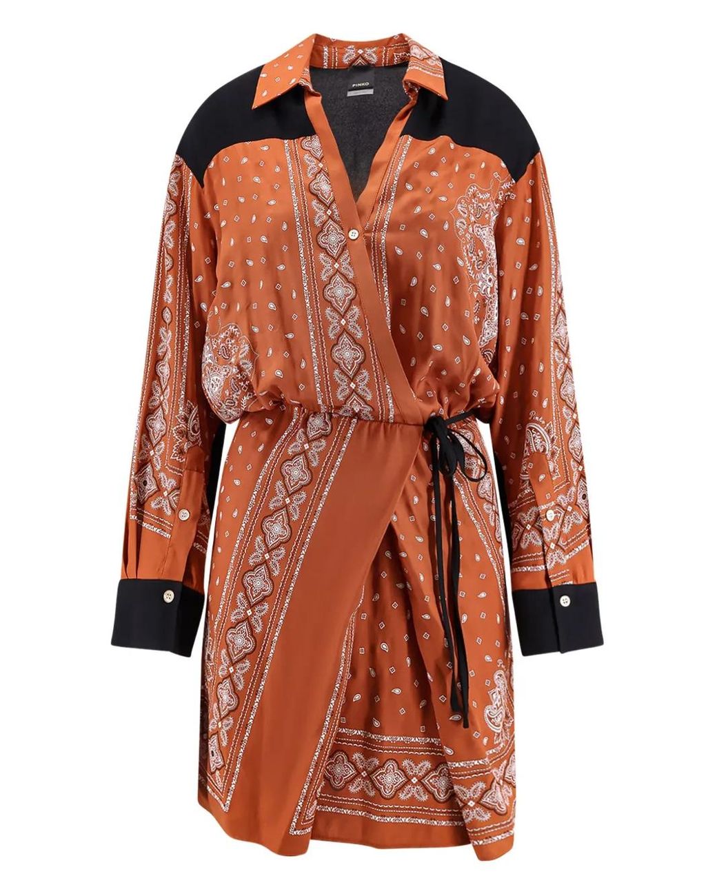 Pinko Pointed-Collar Bandana-Print Dress in Orange | Lyst