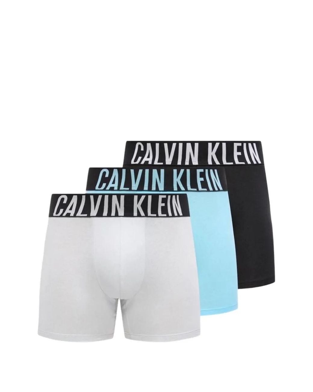 Calvin Klein Blue Logo-Waistband Cotton Boxer Briefs (Set Of Three) for men