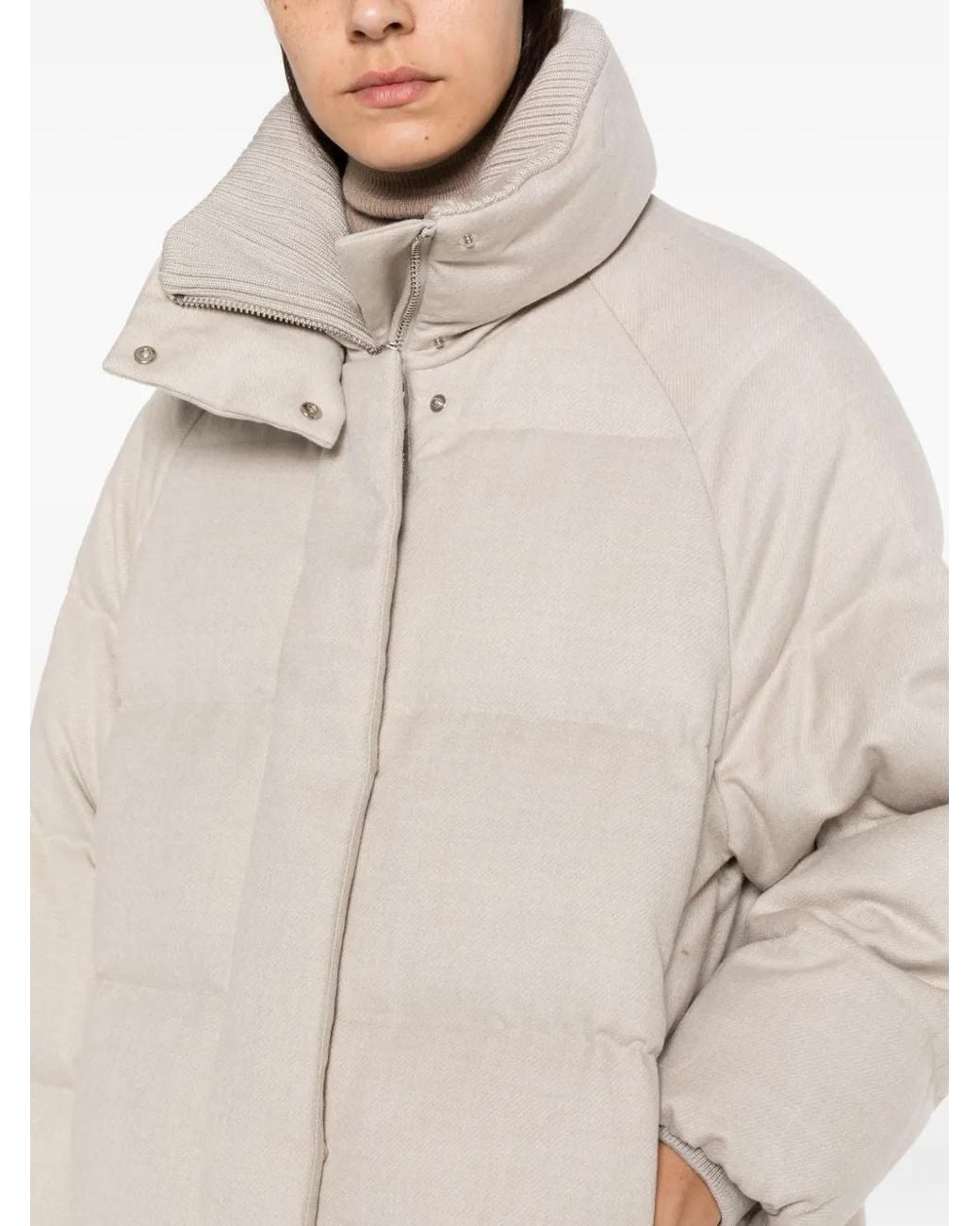 DUNO White Astrid Padded High-Neck Coat