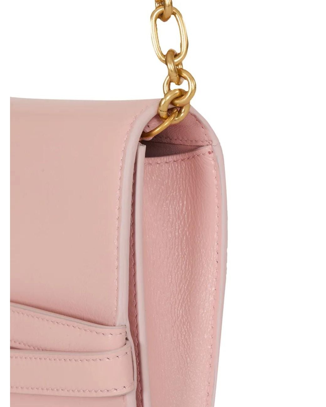 Balmain Pink Shuffle Calfskin Wallet With Chain