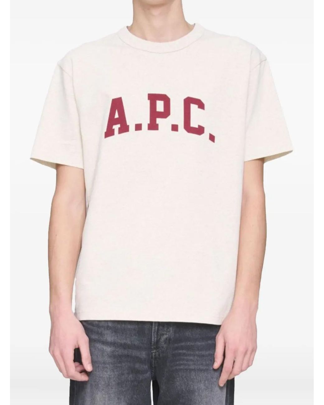 A.P.C. Pink Logo-Print Cotton T-Shirt for men