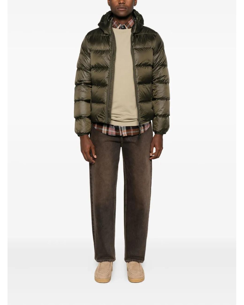 Aspesi Green Hooded Padded Coat for men