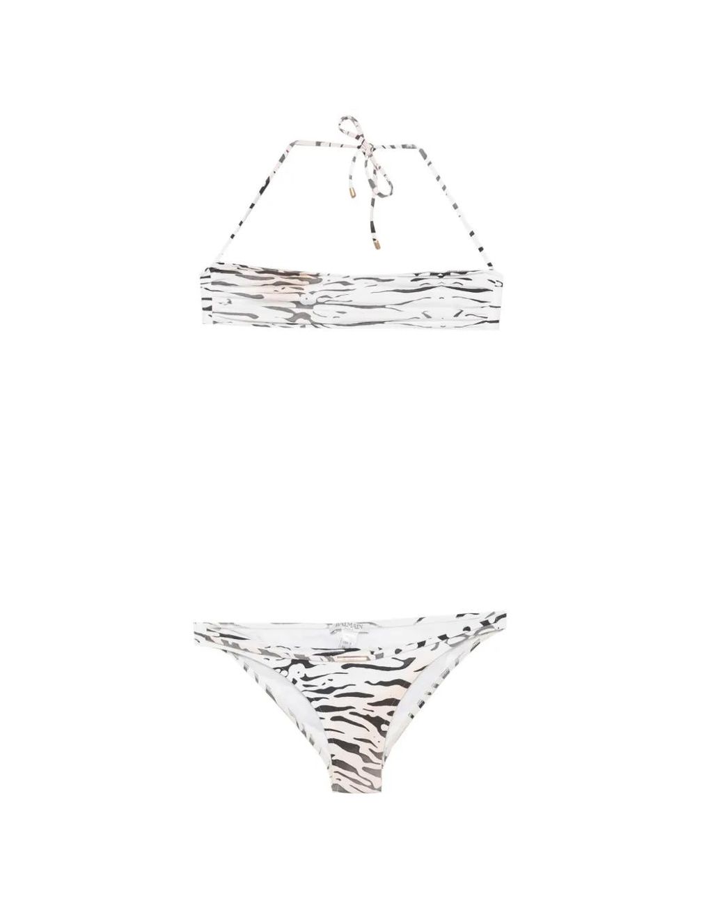 Balmain White Bikini À Imprimé Tigré