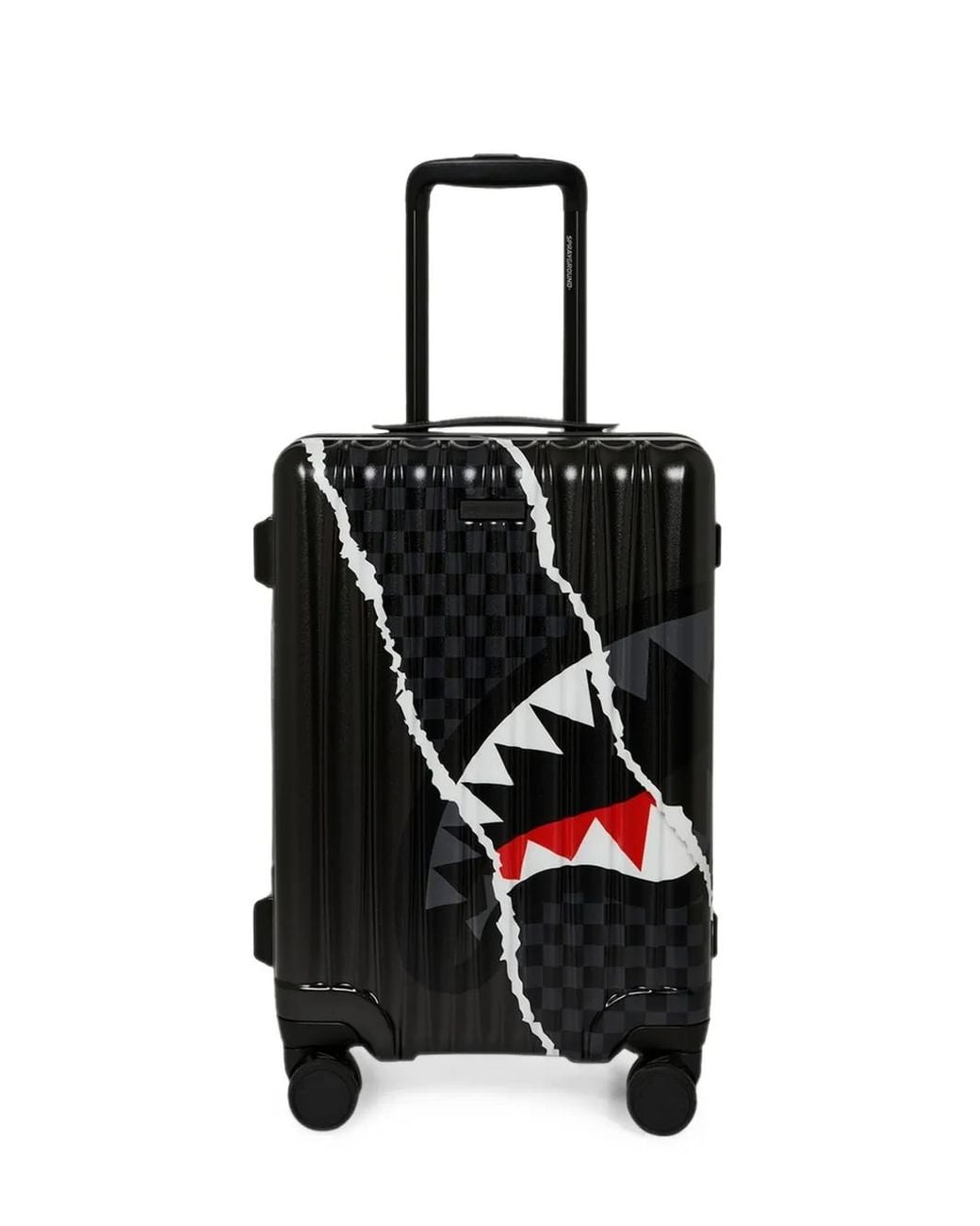 Sprayground Black Shark Slash Check-Pattern Shark-Print Carry-On Luggage