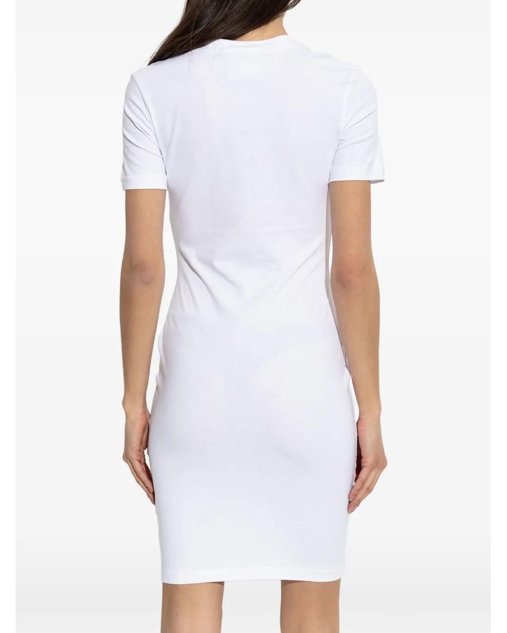 Versace Jeans Couture White Dress With Printed Logo