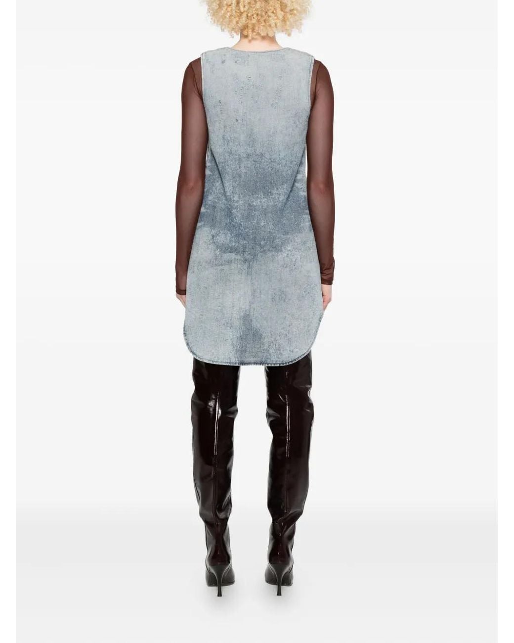 DIESEL Blue Sleeveless V-Neck Dress