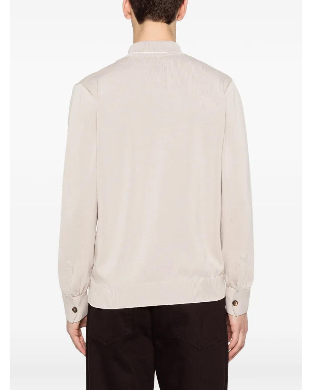 Eleventy White Polo-Collar Cardigan for men
