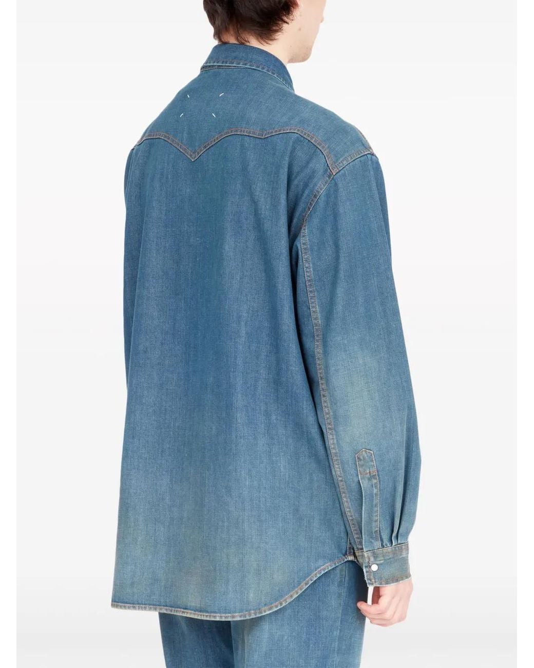 Maison Margiela Blue Indigo Denim Classic Collar Shirt for men
