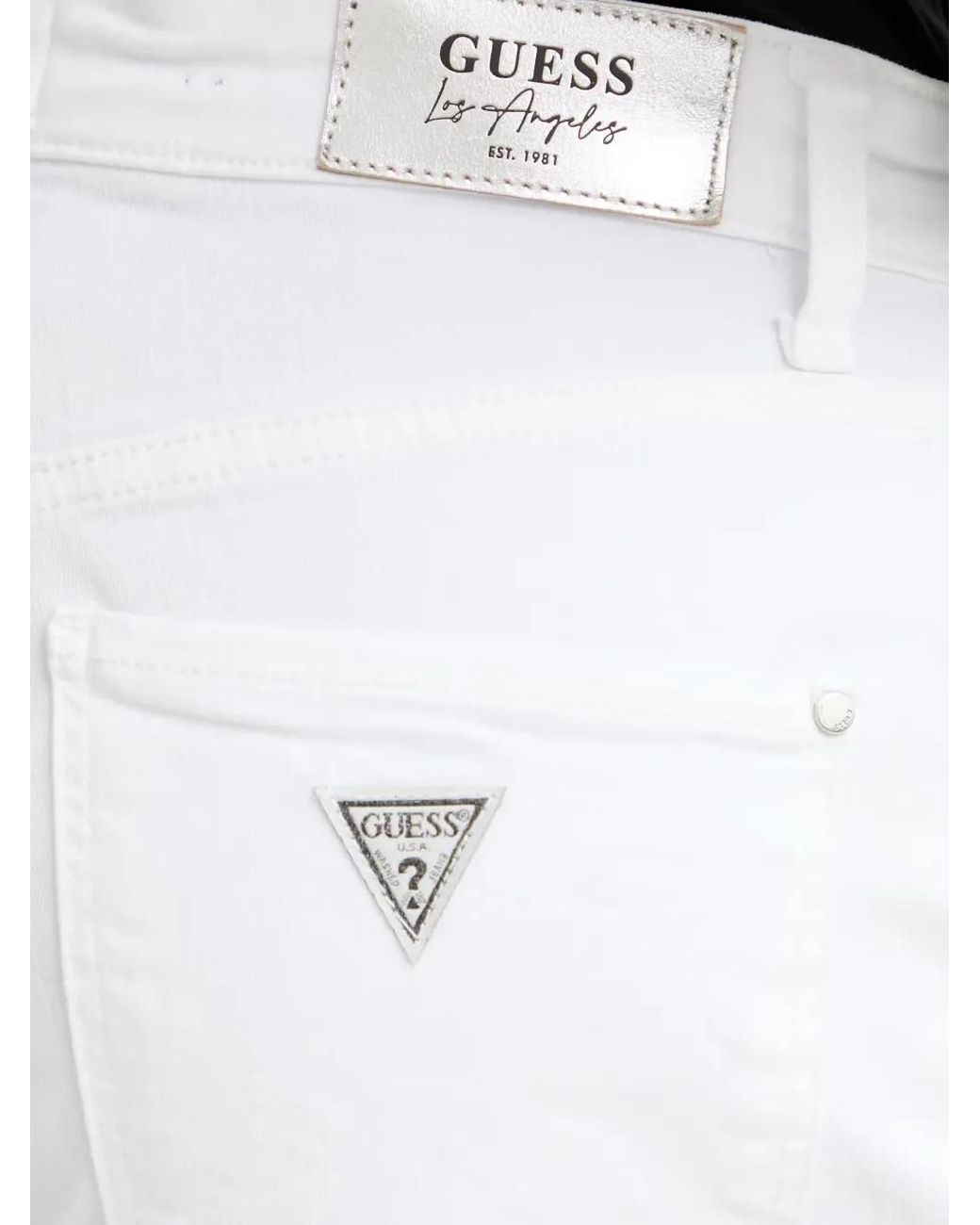 Guess White Logo-Patch Straight-Leg Jeans
