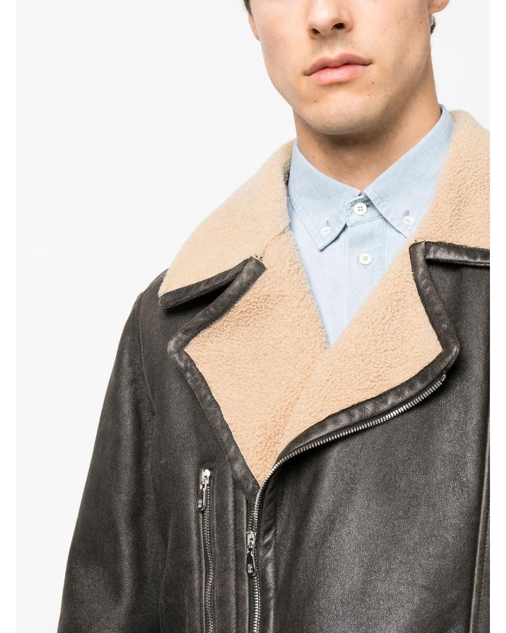 Brunello Cucinelli Black Zip-Up Leather Jacket for men
