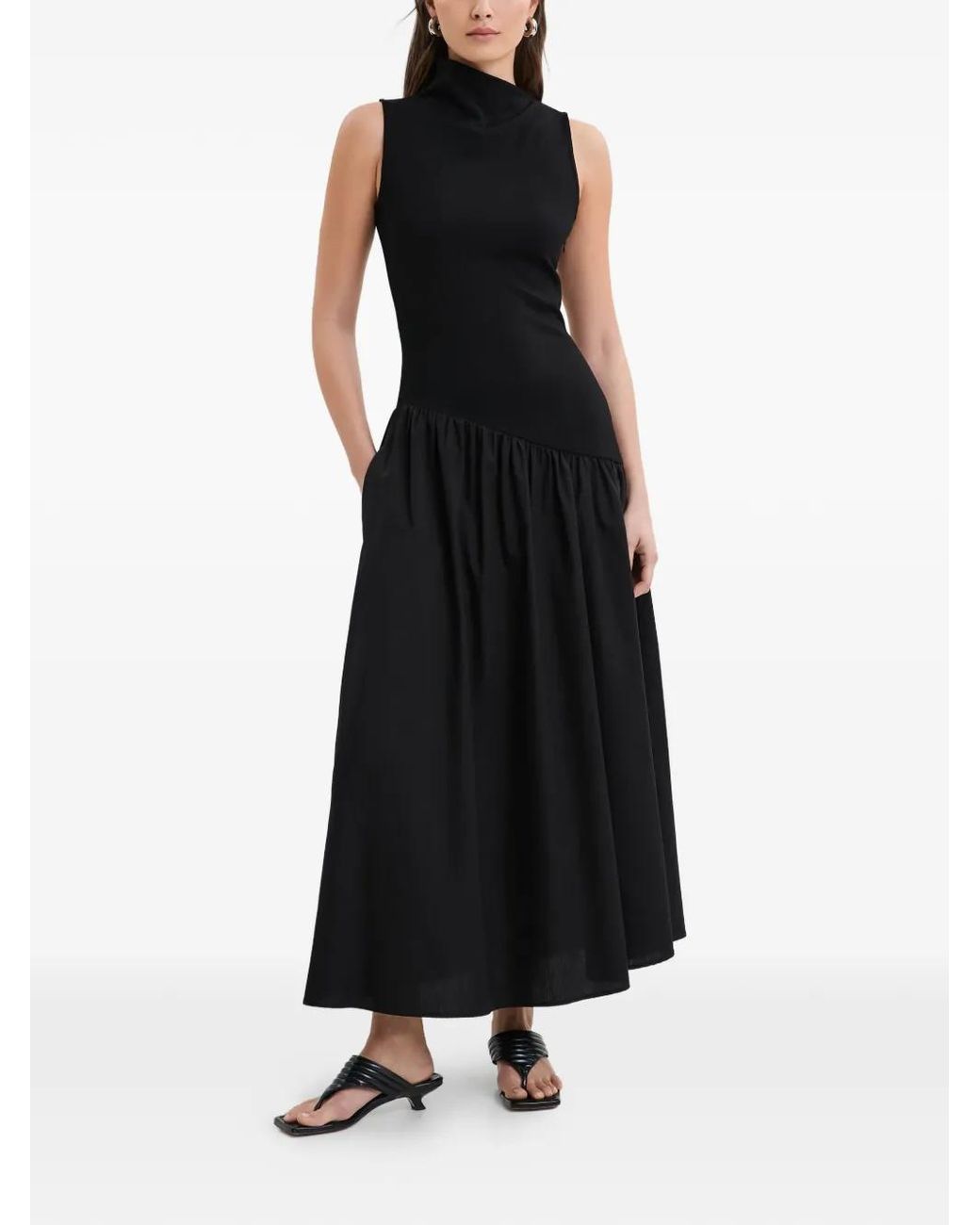 MARCELLA Black Hutton High-Neck Pocket Dress