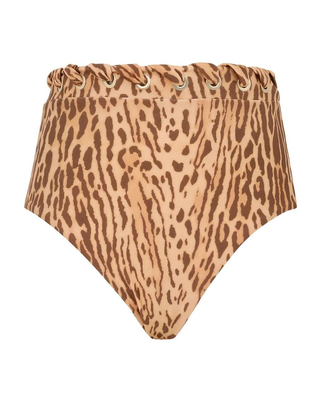 Zimmermann Natural Cascadian Leopard-print High-waist Bikini Bottom