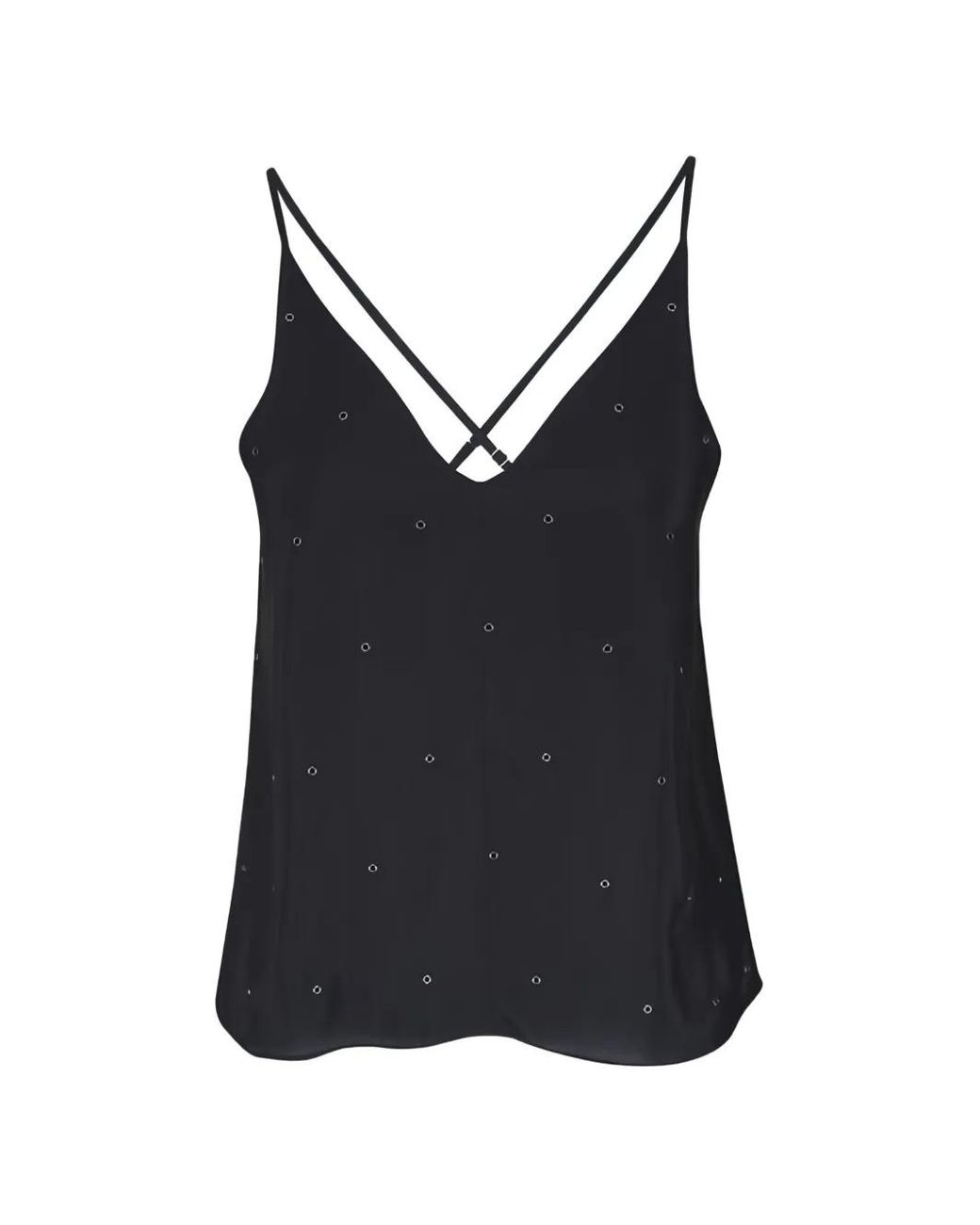 AG Jeans Black Jada Eyelet-Embellished Top
