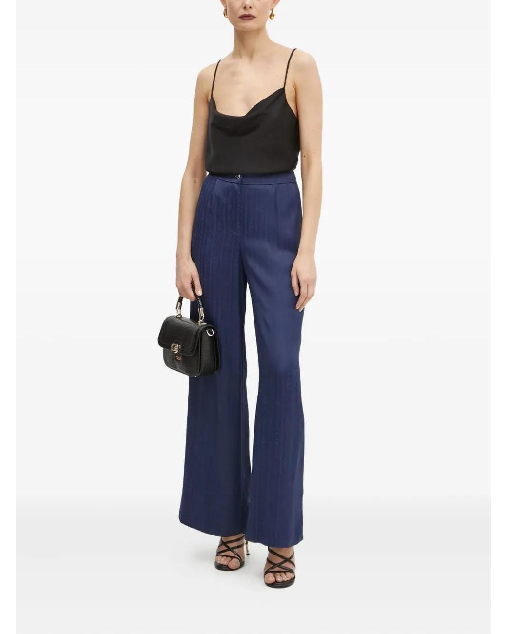Guess Blue Button-Fastening Pattern Trousers
