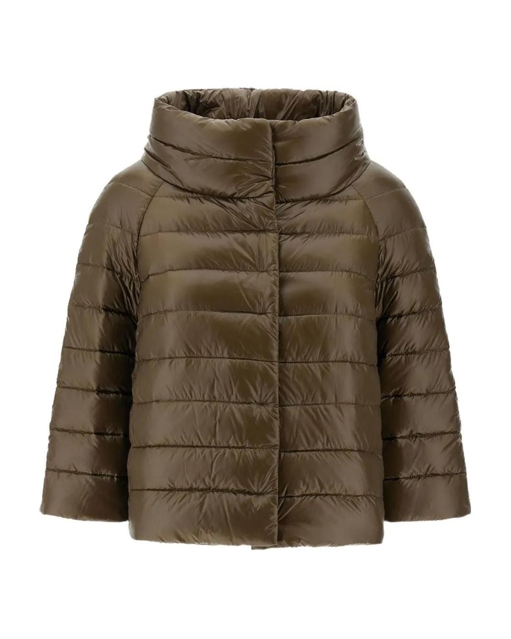 Herno Green Sofia High-Neck Quilted Jacket