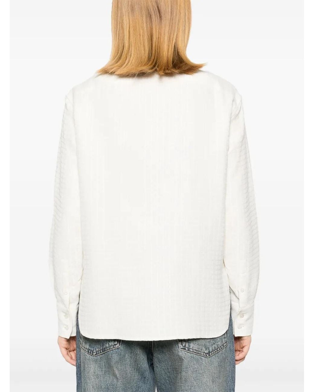 Golden Goose Deluxe Brand White Rhinestone-Embellished 3D-Check Shirt