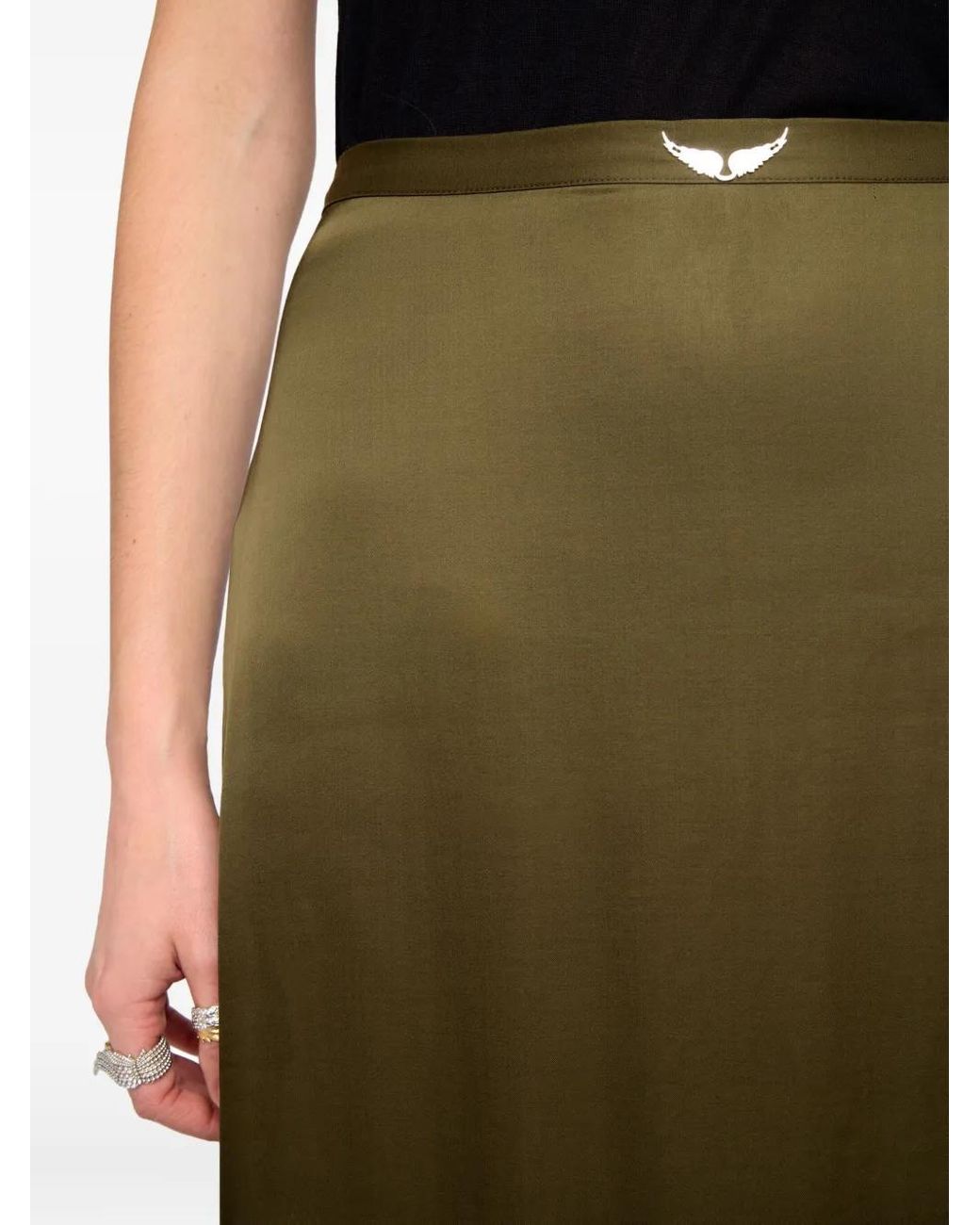 Zadig & Voltaire Green Jimeno Satin Skirt