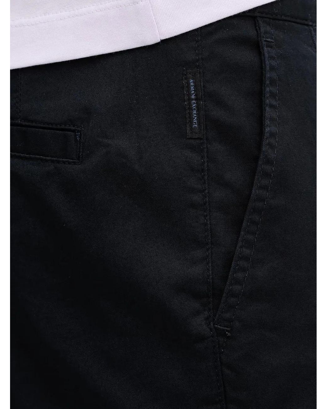 ARMANI EXCHANGE Black Logo-Tag Chino Shorts for men