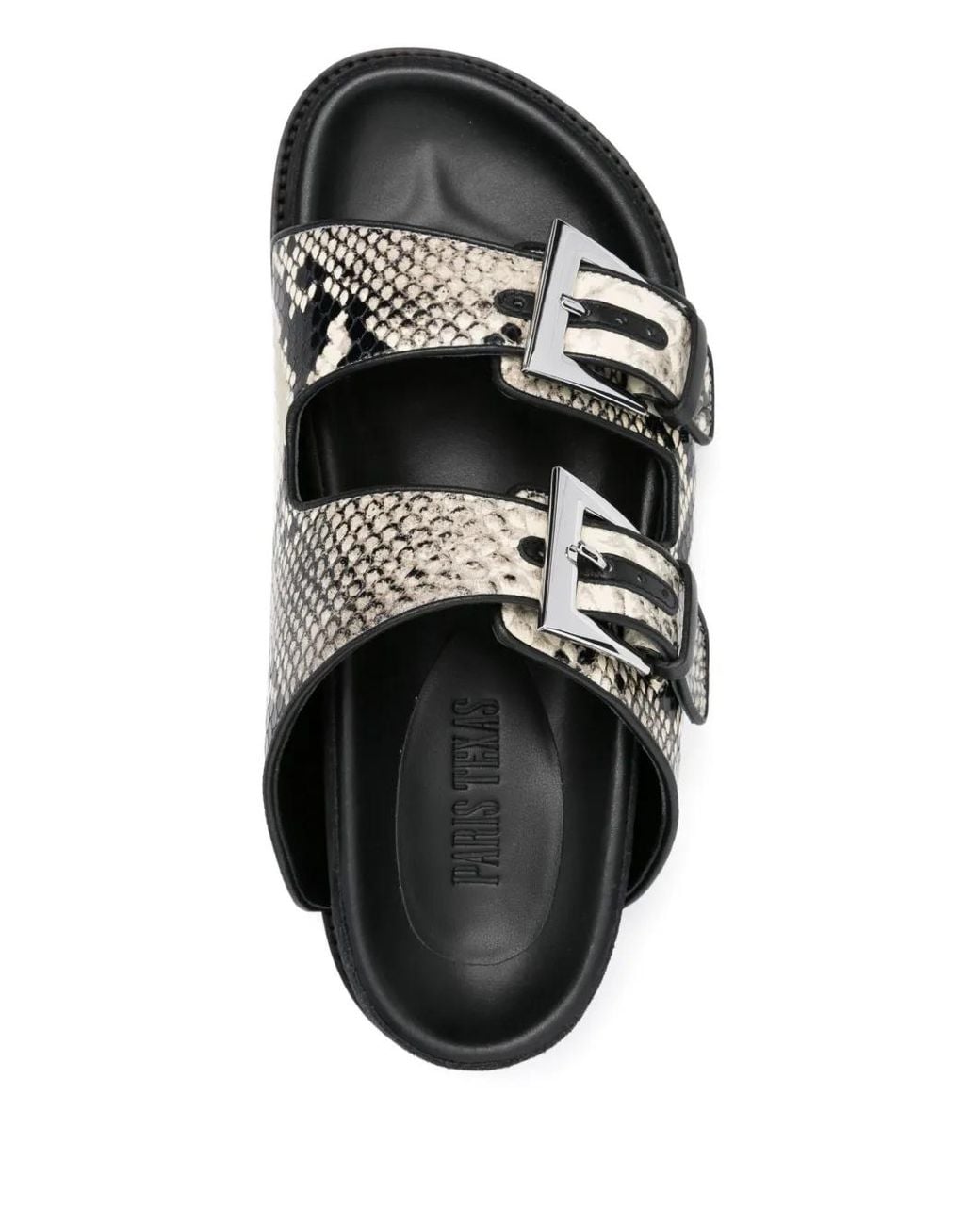 Paris Texas Black Snakeskin Sandals