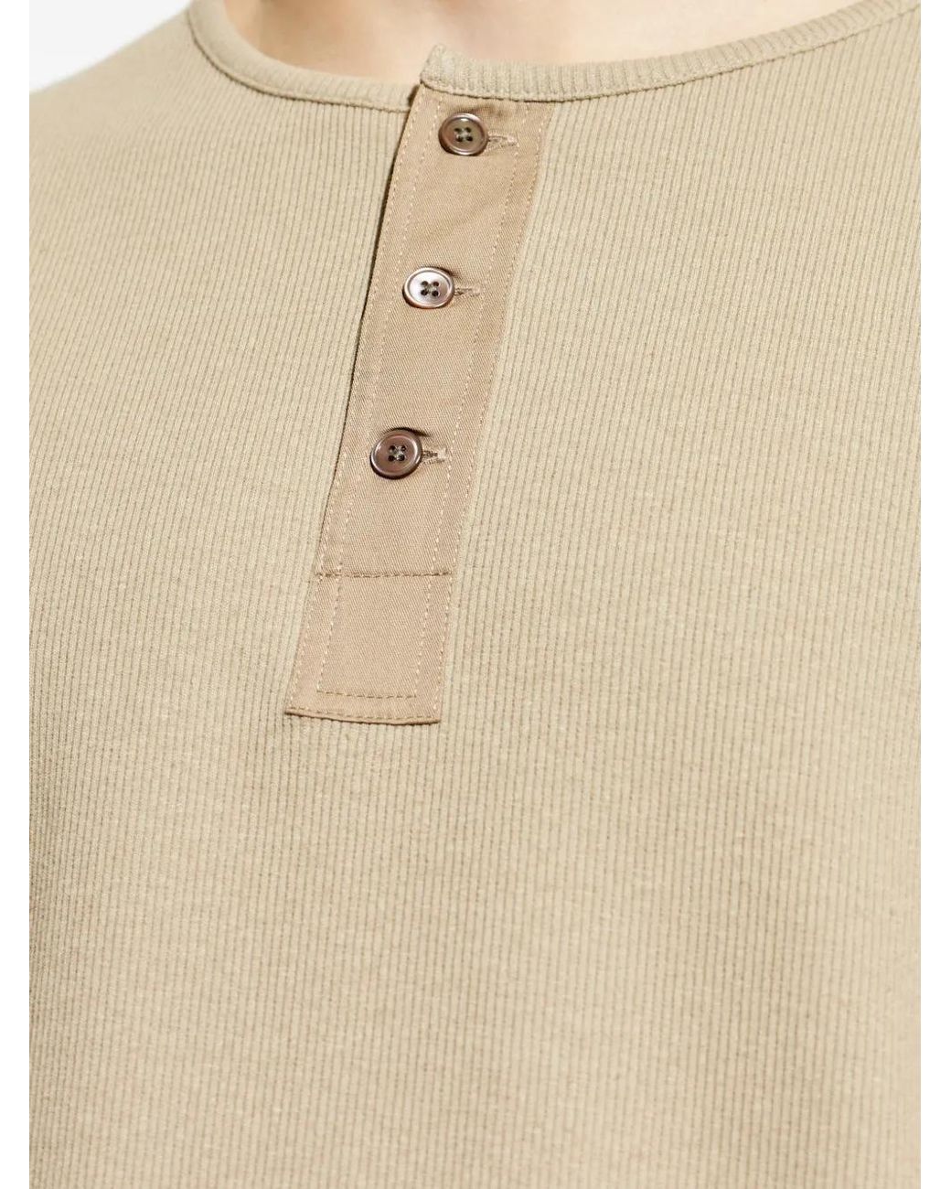 Lemaire Natural Half-Button Short-Sleeve T-Shirt for men