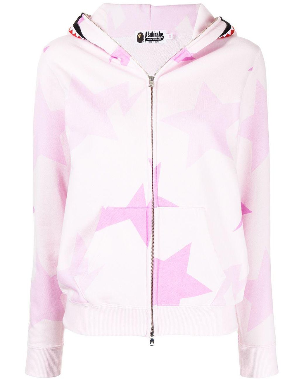 A Bathing Ape Star-print Cotton Hoodie in Pink | Lyst