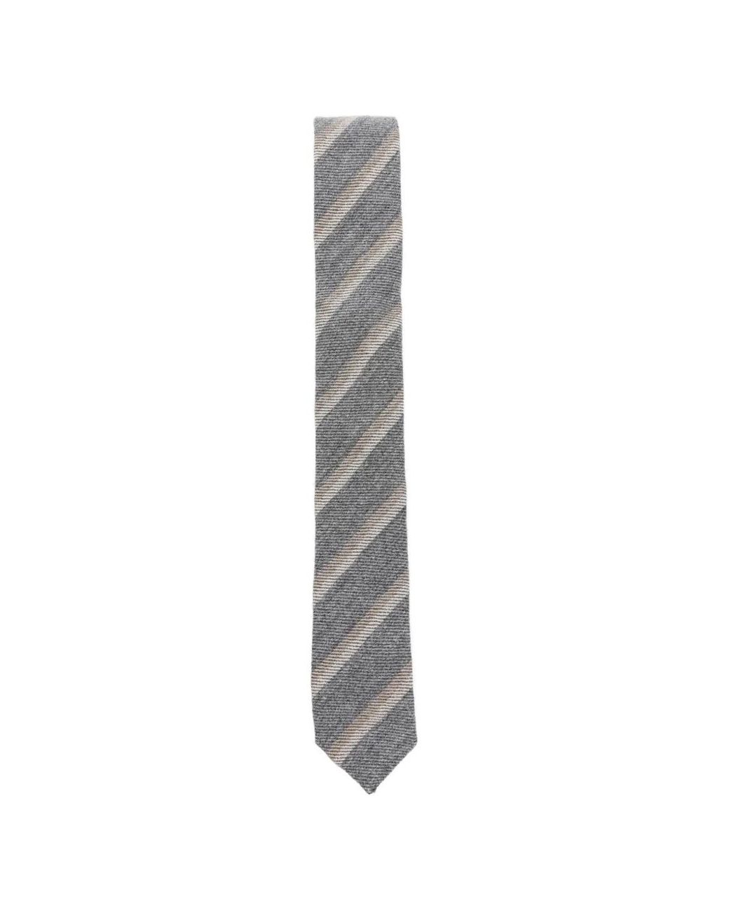Eleventy White Diagonal-Stripe Wool Tie for men