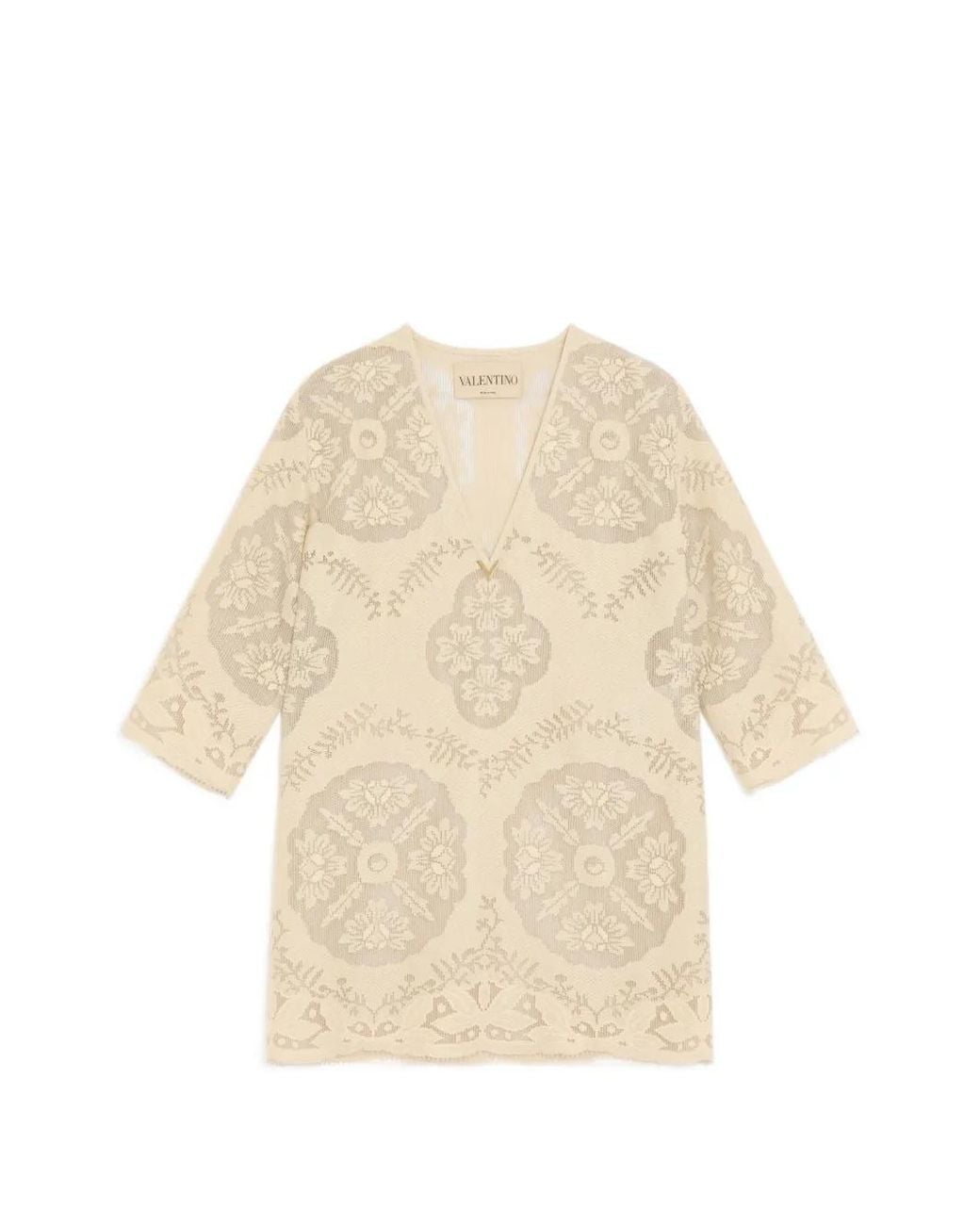 Valentino Garavani Natural Robe Courte En Couverture Florale Stamp