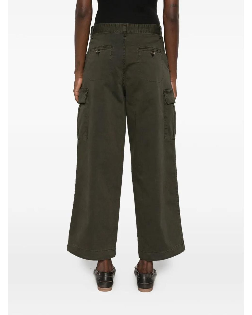 Lois Green Gabardine Wide-Leg Cargo Pants