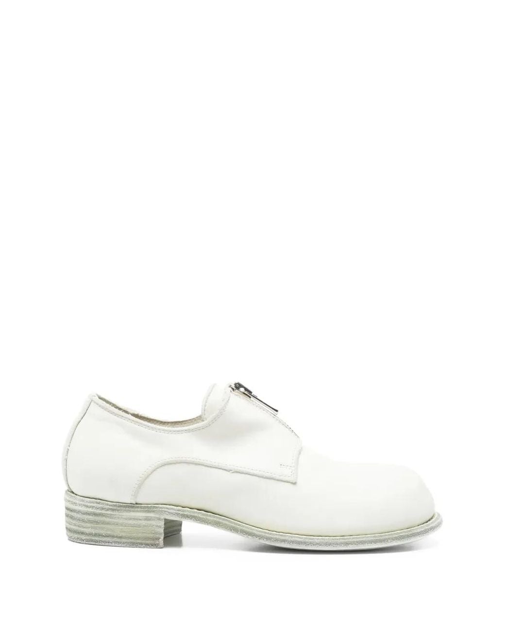 Guidi White Derbies En Cuir À Fermeture Zippée