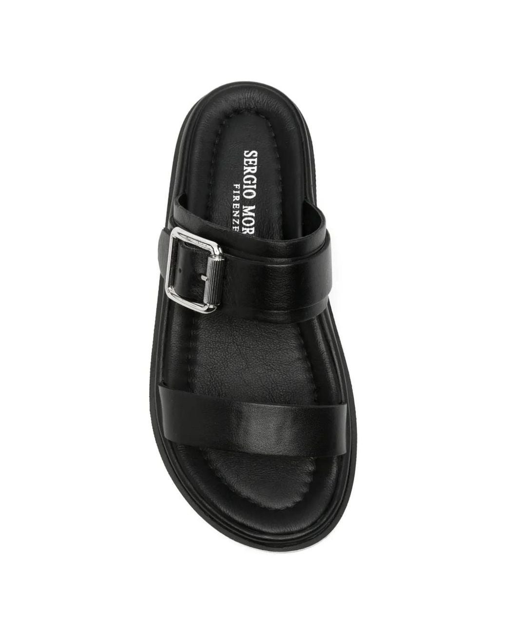 SERGIO MORETTI FIRENZE Black Buckle-Fastening Leather Sandals
