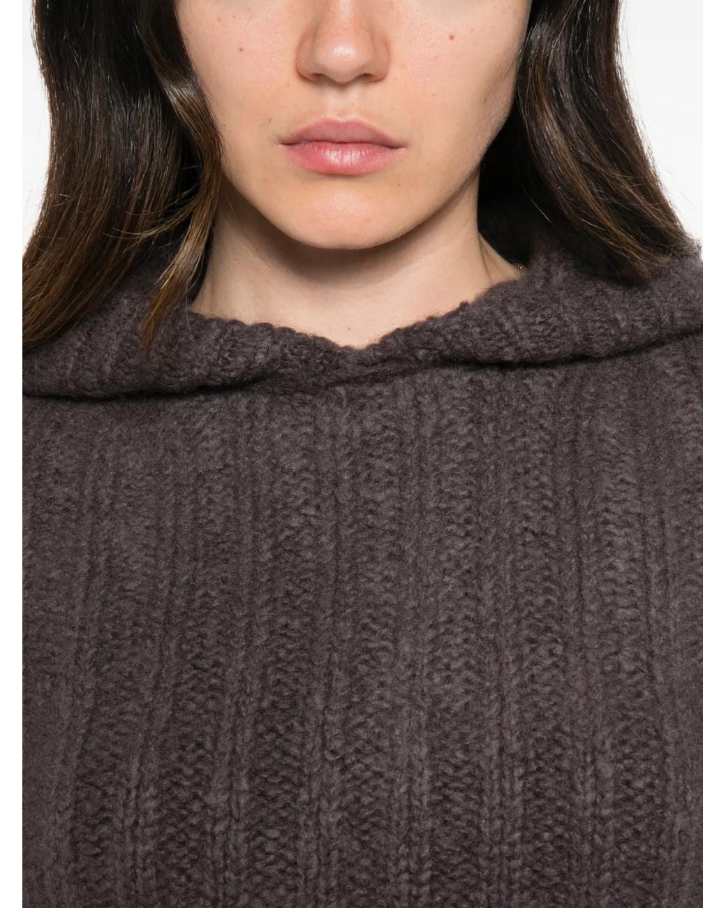 Rick Owens Black Ribbed-Knit Cropped Hoodie