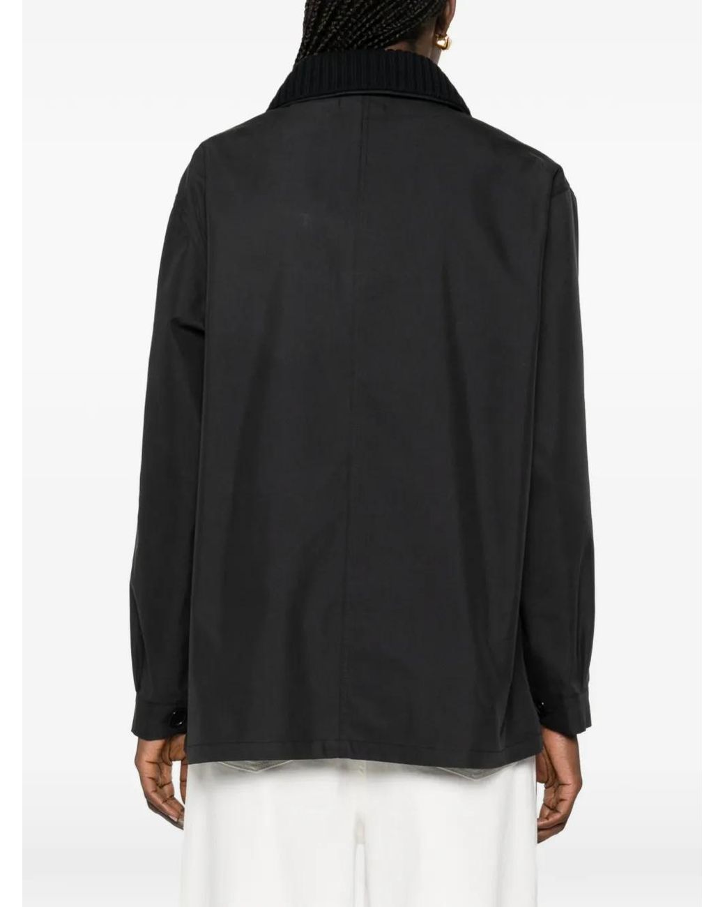 P.A.R.O.S.H. Black Knit-Collar Belted Jacket