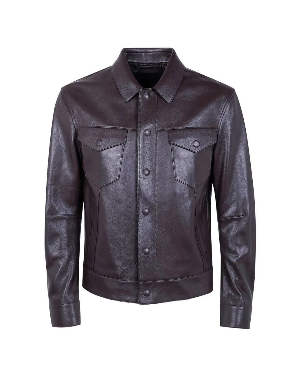 Tom Ford Blue Buffalo Grain Leather Western Jacket for men
