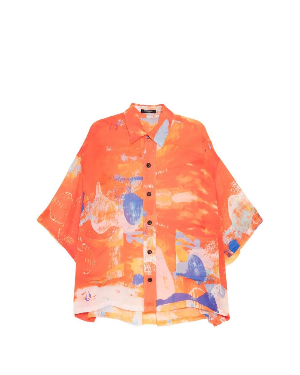 Nude:mm Orange Abstract-Print Short-Sleeve Shirt for men