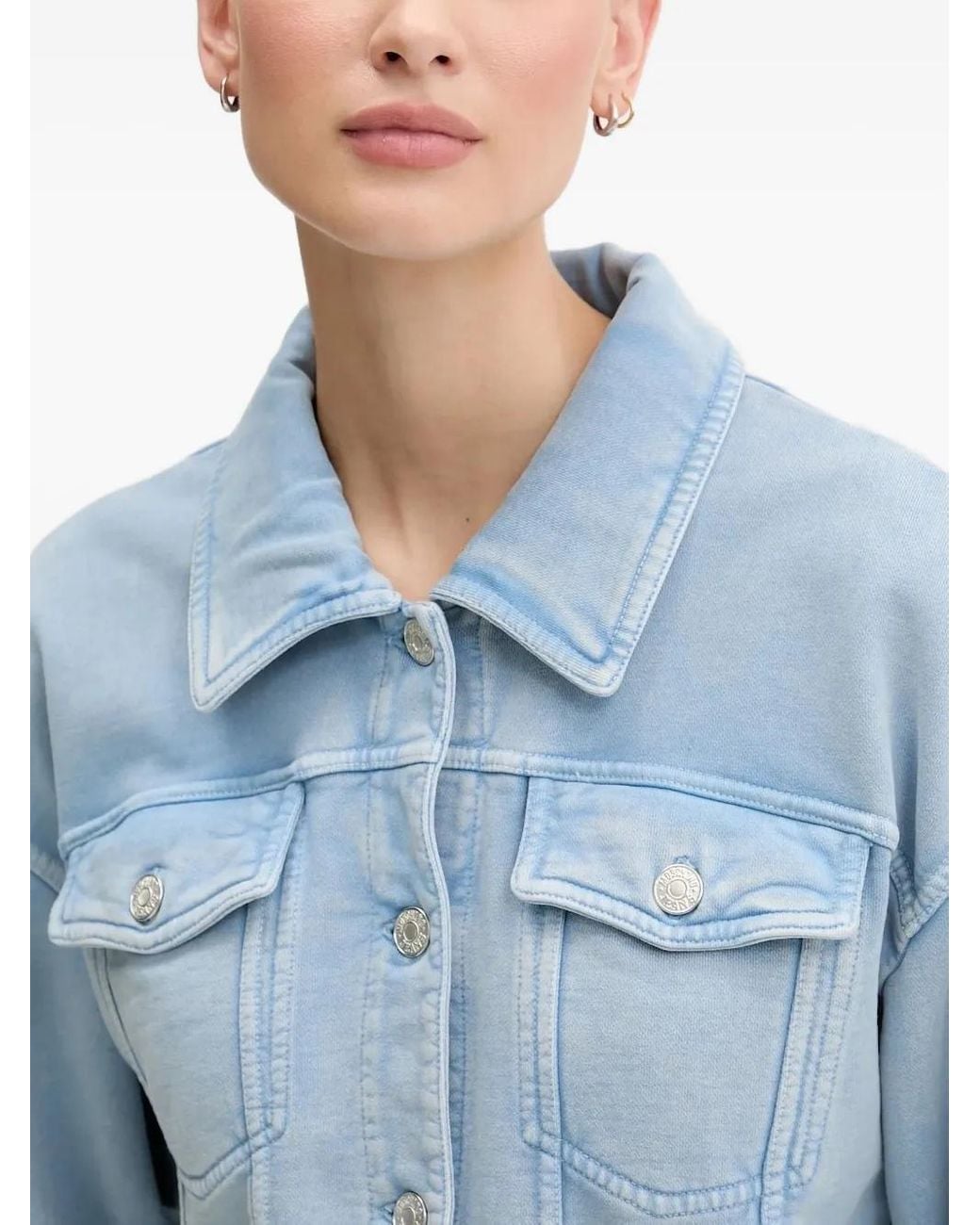 Moschino Blue Button-Fastening Cropped Denim Jacket