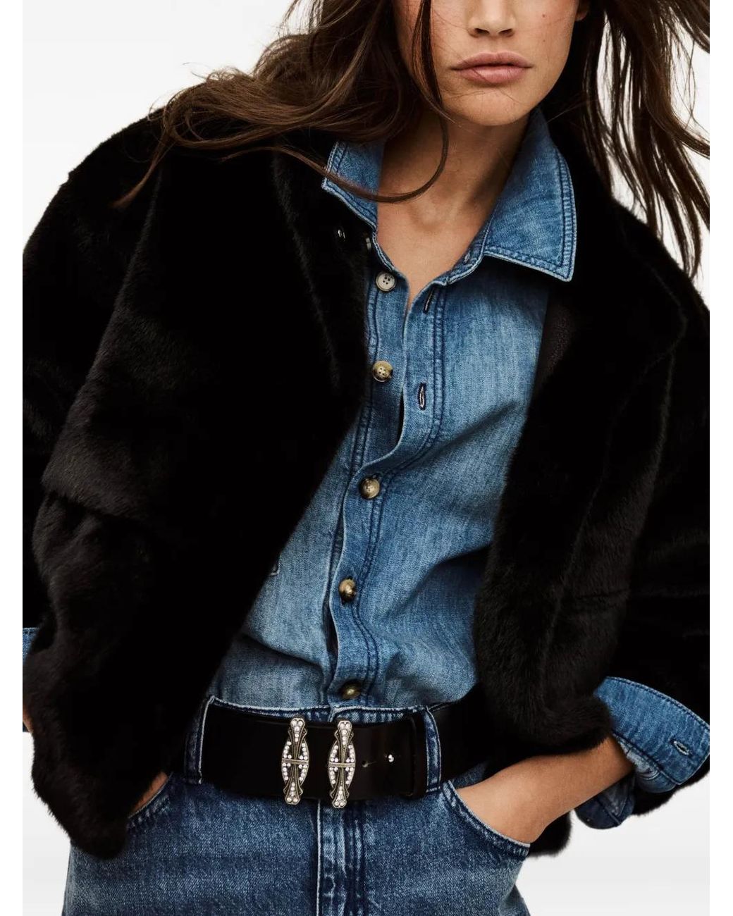 Ba&sh Black Paros Pockets Buttoned Coat