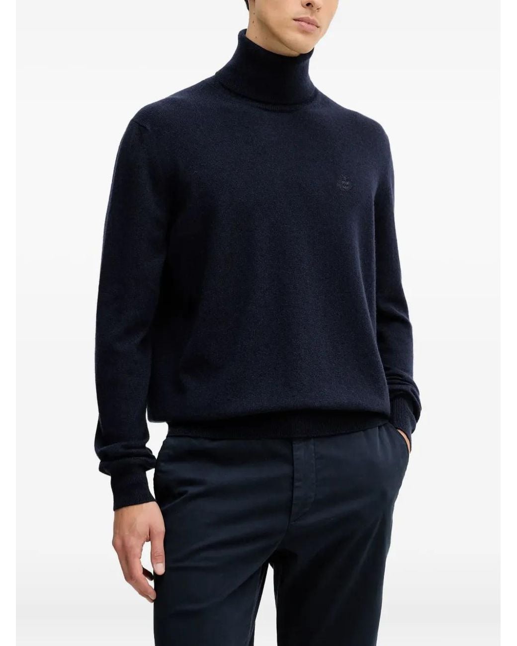 Bally Blue Logo-Embroidered Roll-Neck Sweater for men