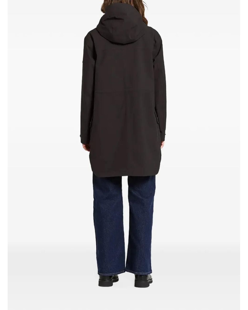 Didriksons Black Hooded Snap-Button Coat