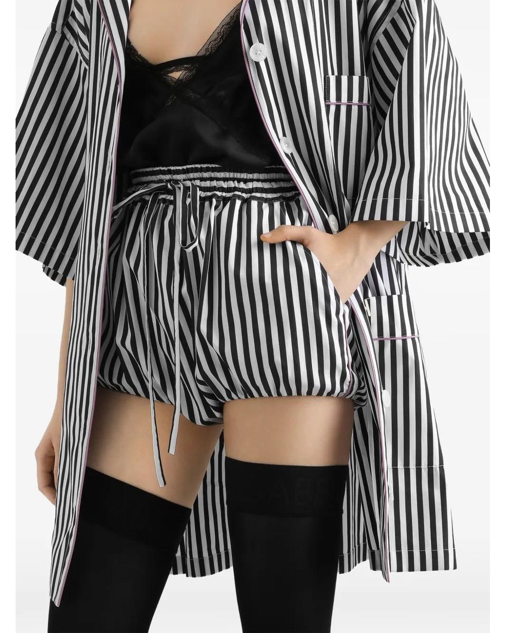 Dolce & Gabbana White Striped Poplin Culottes