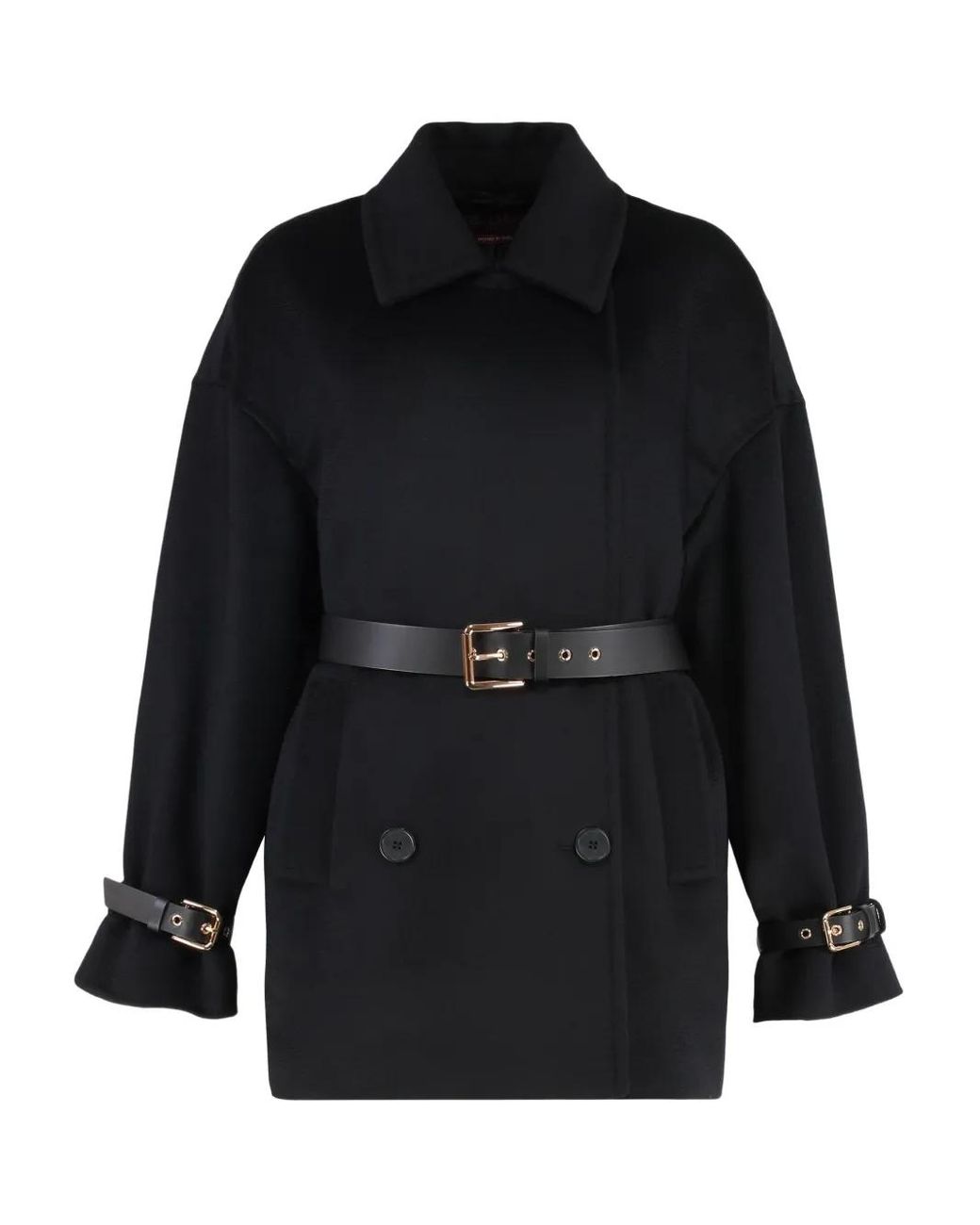 Max Mara Black Double-Breasted Belted Jacket