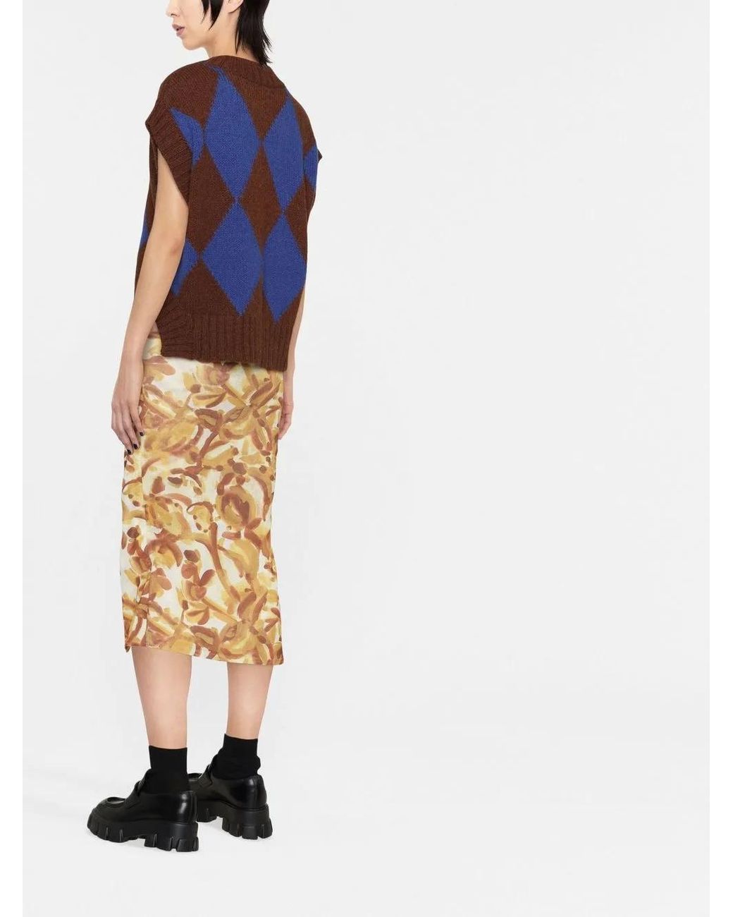 LaDoubleJ Blue Argyle-Check Knitted Vest