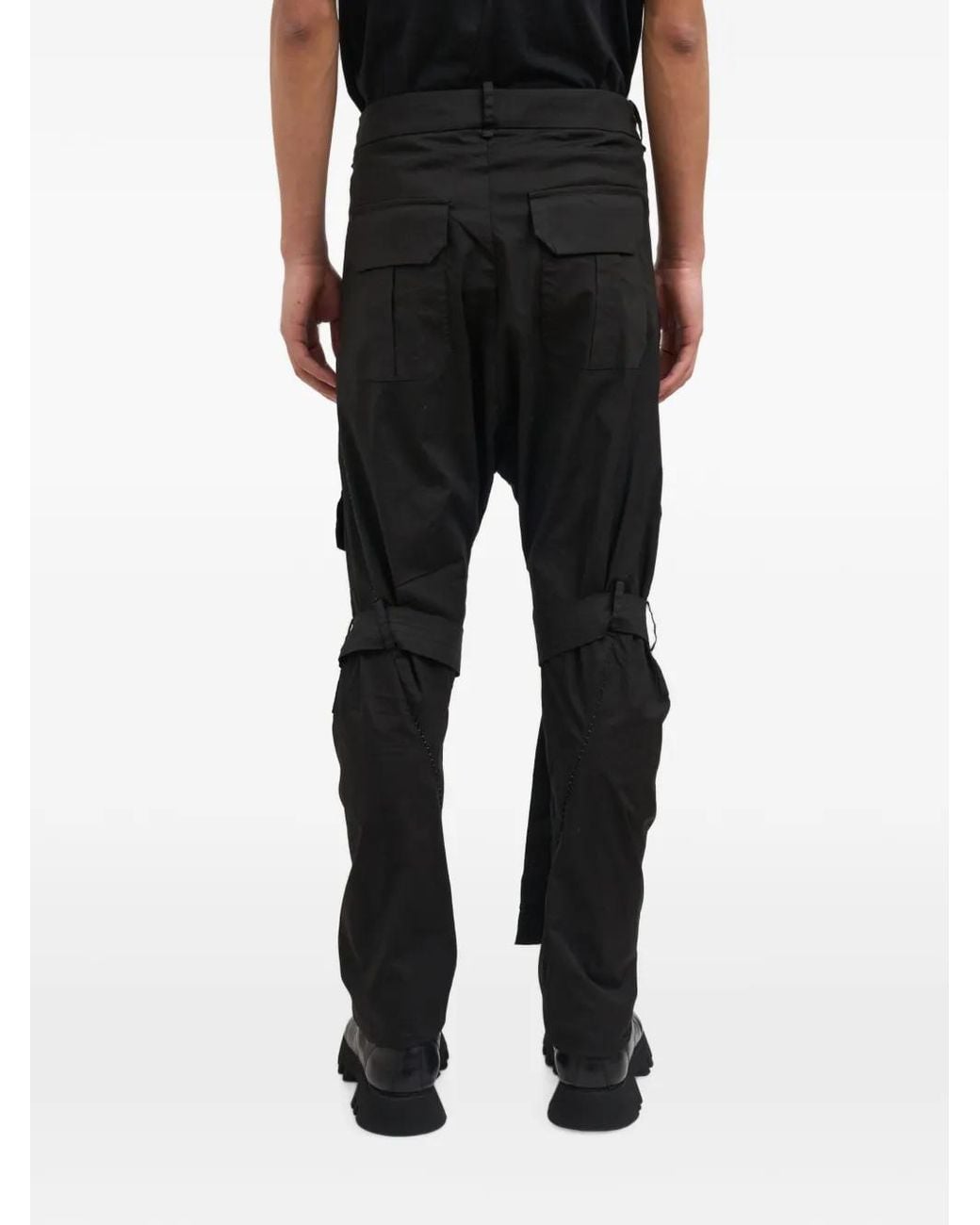 Masnada Black Buckle-Strap Cargo Pants for men