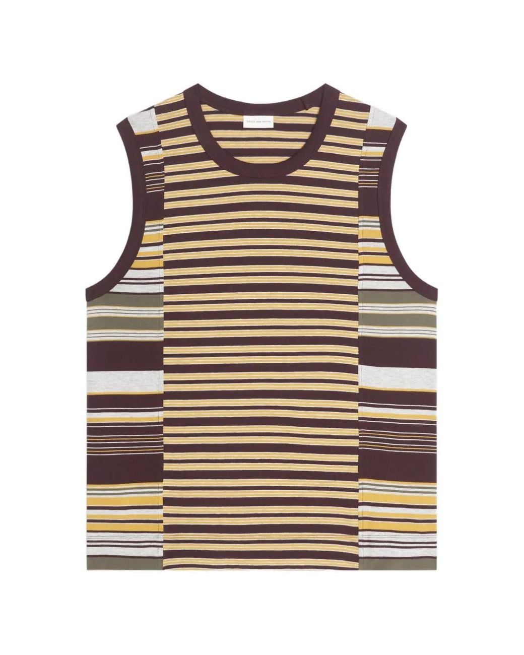 Dries Van Noten Natural Striped Cotton Tank Top for men