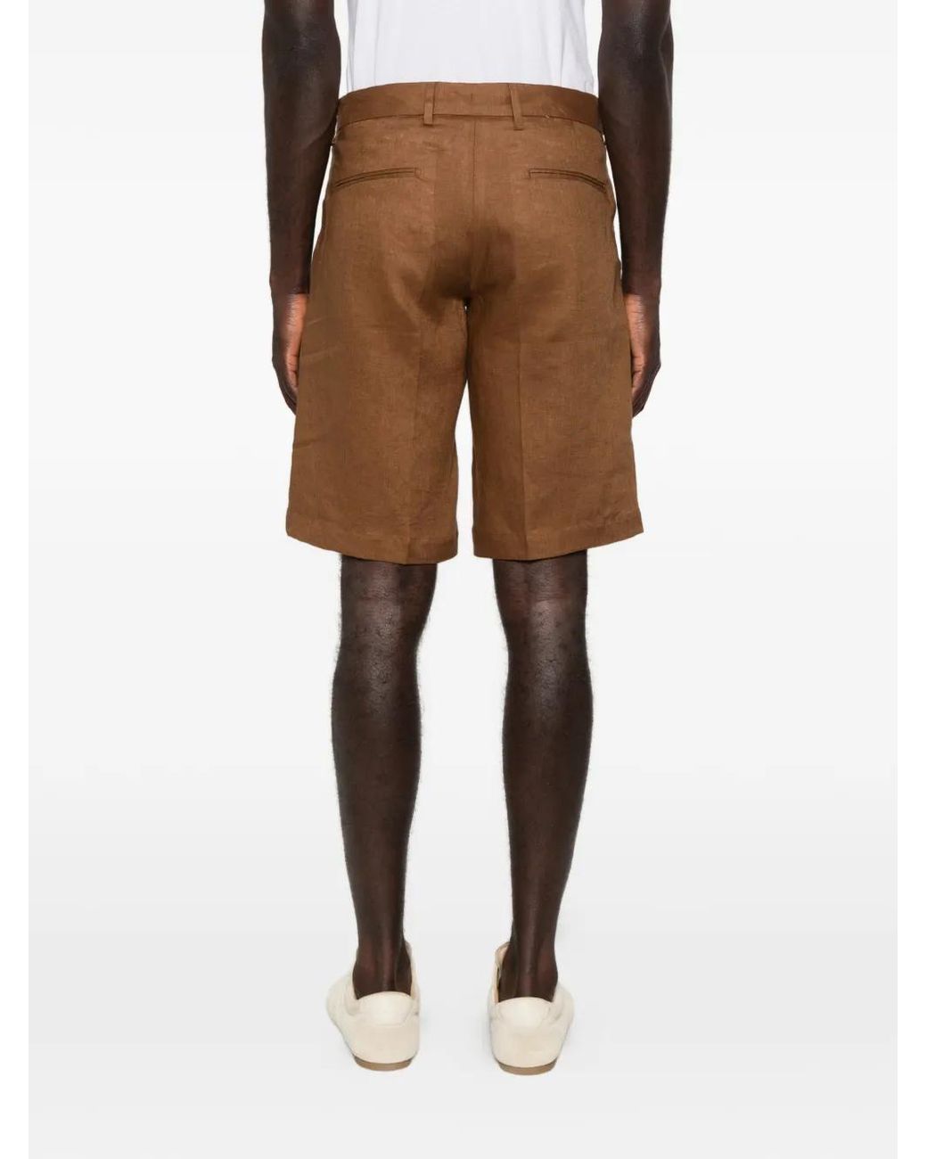 Entre Amis Brown Tk Pressed-Crease Bermuda Shorts for men