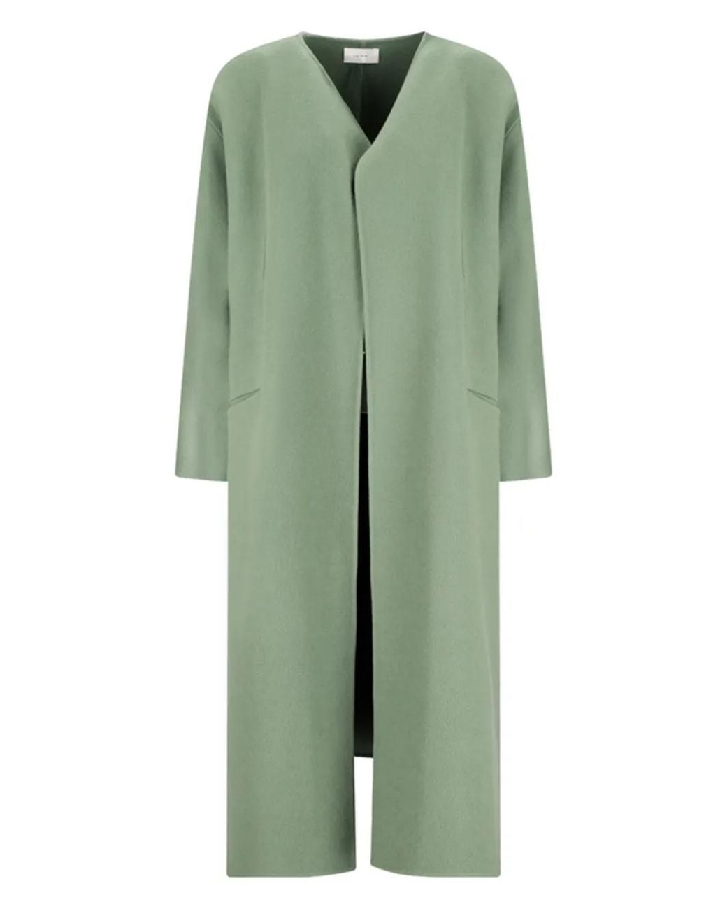 The Row Green Priske V-Neck Wool Coat