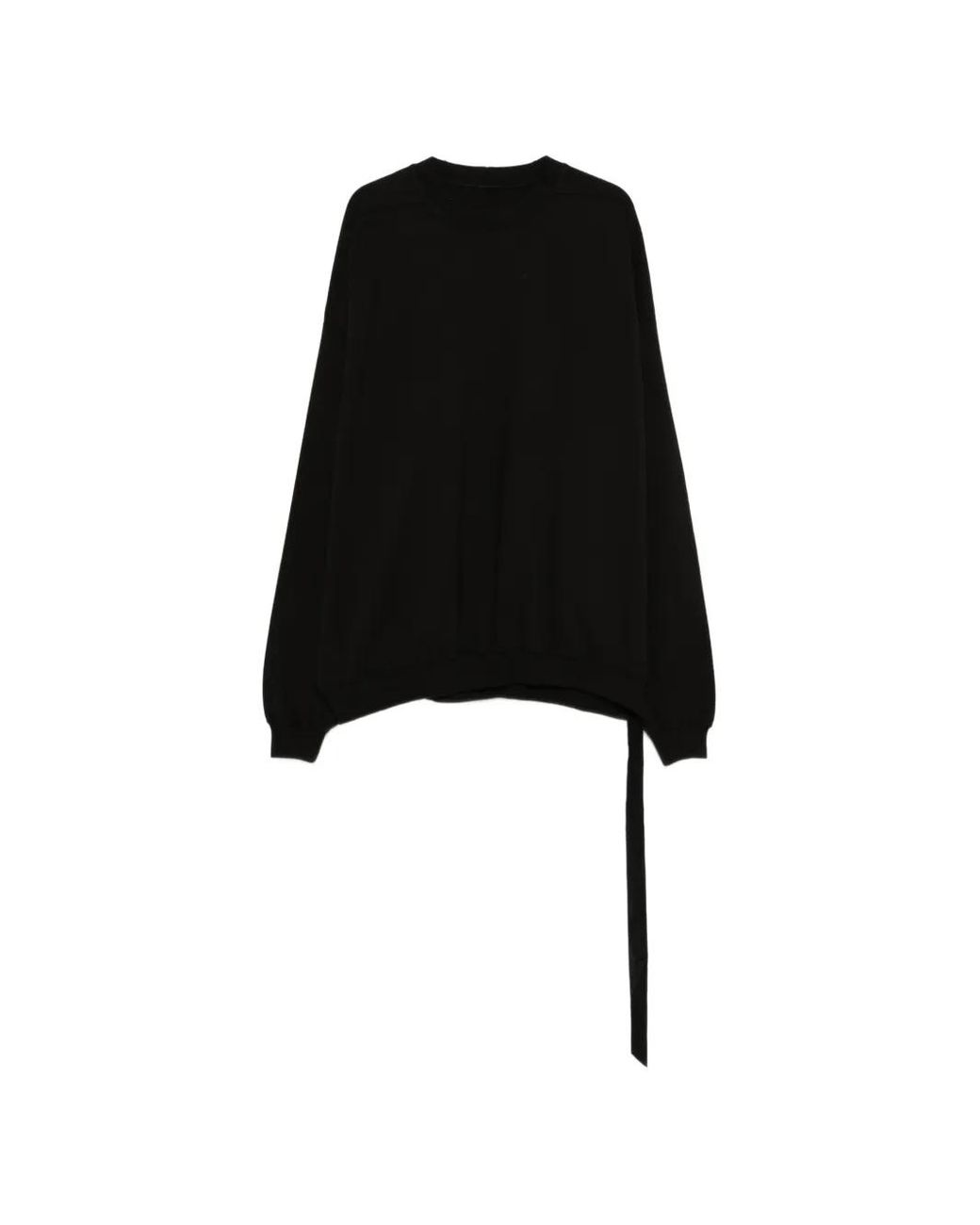 Rick Owens Black Sweat-Shirt Hun À Détail Noué for men
